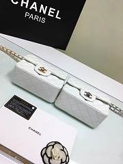 CHANEL FLAP BAG CAVIAR GOLD/SILVER HARDWARE IN WHITE 17CM - 4