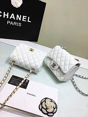 CHANEL FLAP BAG CAVIAR GOLD/SILVER HARDWARE IN WHITE 17CM - 5