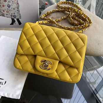 CHANEL FLAP BAG LAMBSKIN GOLD HARDWARE IN BLACK 17CM