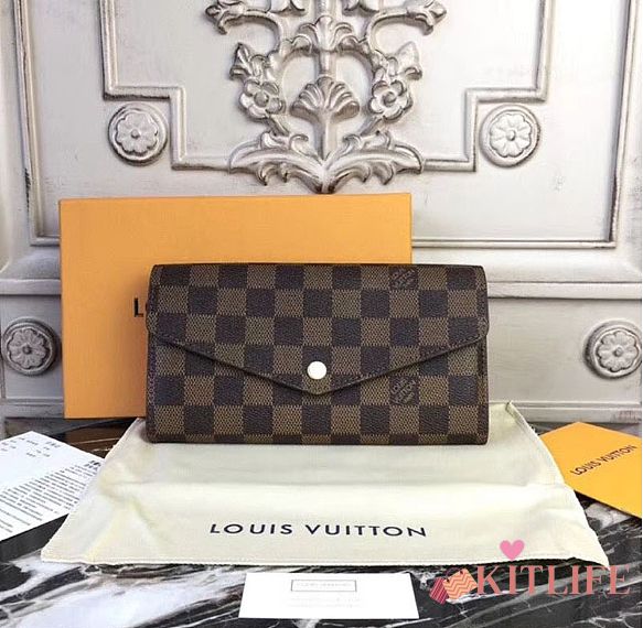 FORUBAGS LOUIS VUITTON DAMIER EBENE CANVAS SARAH WALLET N60114  - 1