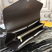 FORUBAGS LOUIS VUITTON N63209 SARAH WALLET DAMIER EBENE CANVAS BROWN - 3