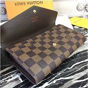FORUBAGS LOUIS VUITTON N63209 SARAH WALLET DAMIER EBENE CANVAS BROWN - 5
