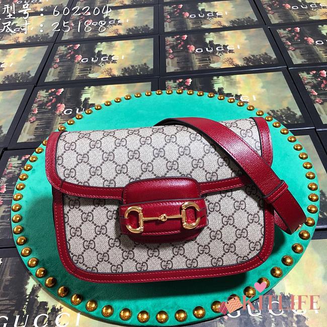 Forubags Gucci 1955 Horsebit Small Shoulder Bag 25cm Brown/Red - 1