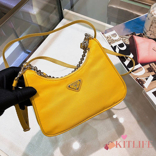 PRADA RE-EDITION 2005 NYLON YELLOW SHOULDER BAG - 1