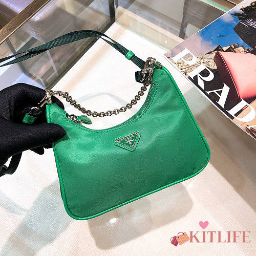 PRADA RE-EDITION 2005 NYLON GREEN SHOULDER BAG - 1