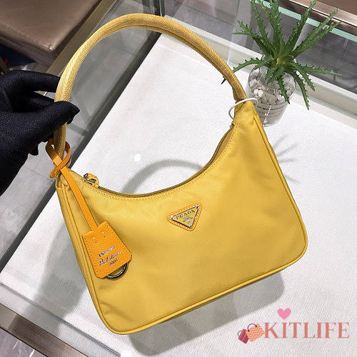 PRADA RE-EDITION 2005 NYLON AND SAFFIANO LEATHER YELLOW BAG - 1