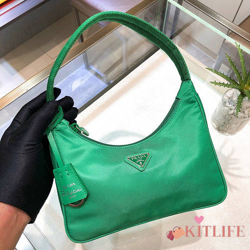 PRADA RE-EDITION 2005 NYLON AND SAFFIANO LEATHER GREEN BAG - 1