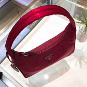 PRADA RE-EDITION 2005 NYLON AND SAFFIANO LEATHER BURGUNDY BAG - 6