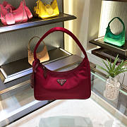 PRADA RE-EDITION 2005 NYLON AND SAFFIANO LEATHER BURGUNDY BAG - 5