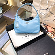 PRADA RE-EDITION 2005 NYLON AND SAFFIANO LIGHT BLUE BAG - 3