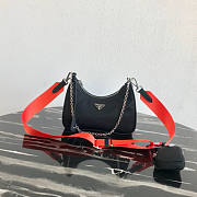 PRADA NYLON HOBO BAG WITH RED STRAP - 1