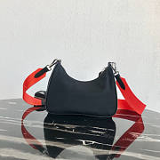 PRADA NYLON HOBO BAG WITH RED STRAP - 2