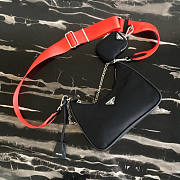 PRADA NYLON HOBO BAG WITH RED STRAP - 3