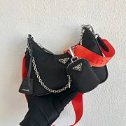 PRADA NYLON HOBO BAG WITH RED STRAP - 4