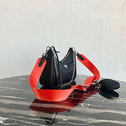 PRADA NYLON HOBO BAG WITH RED STRAP - 6