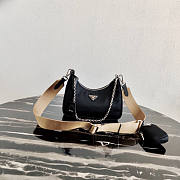 PRADA NYLON HOBO BAG WITH GREY STRAP - 1