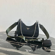 PRADA NYLON HOBO BAG WITH GREEN STRAP - 1