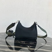 PRADA NYLON HOBO BAG WITH GREEN STRAP - 3