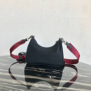 PRADA NYLON HOBO BAG WITH BURGUNDY STRAP - 6