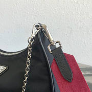 PRADA NYLON HOBO BAG WITH BURGUNDY STRAP - 3