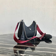 PRADA NYLON HOBO BAG WITH BURGUNDY STRAP - 2