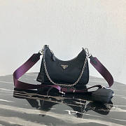 PRADA NYLON HOBO BAG WITH PURPLE STRAP - 1