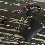 PRADA NYLON HOBO BAG WITH PURPLE STRAP - 3