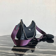 PRADA NYLON HOBO BAG WITH PURPLE STRAP - 4