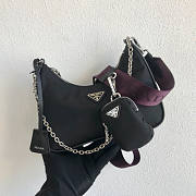 PRADA NYLON HOBO BAG WITH PURPLE STRAP - 2