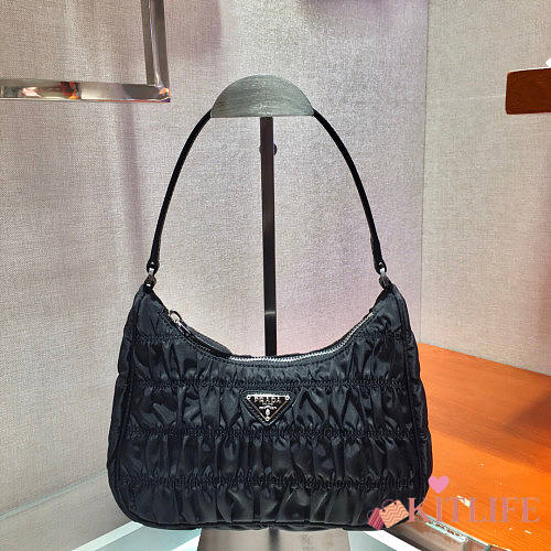 PRADA NYLON AND SAFFIANO LEATHER BAG BLACK - 1
