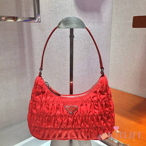 PRADA NYLON AND SAFFIANO LEATHER BAG RED - 1