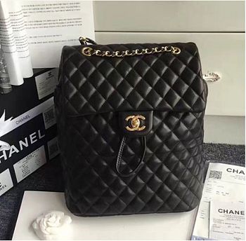  Chanel Urban Spirit Quilted Lambskin Large Backpack Black Gold Hardware 170301 VS05666