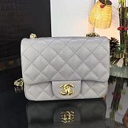 CHANEL FLAP BAG CAVIAR Gold HARDWARE IN GREY 17CM - 1