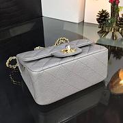 CHANEL FLAP BAG CAVIAR Gold HARDWARE IN GREY 17CM - 3