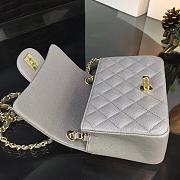 CHANEL FLAP BAG CAVIAR Gold HARDWARE IN GREY 17CM - 5