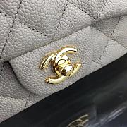 CHANEL FLAP BAG CAVIAR Gold HARDWARE IN GREY 17CM - 6