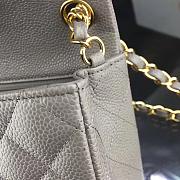 CHANEL FLAP BAG CAVIAR Gold HARDWARE IN GREY 17CM - 4