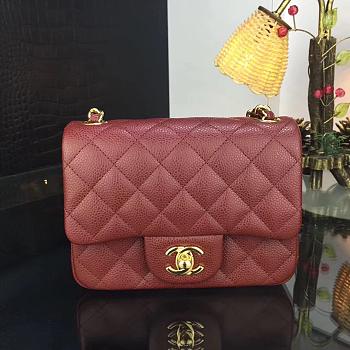 CHANEL FLAP BAG CAVIAR GOLD HARDWARE IN BURGUNDY 17CM