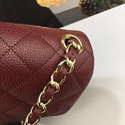 CHANEL FLAP BAG CAVIAR GOLD HARDWARE IN BURGUNDY 17CM - 6