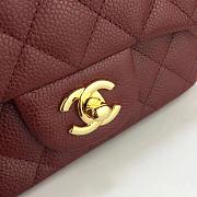 CHANEL FLAP BAG CAVIAR GOLD HARDWARE IN BURGUNDY 17CM - 5