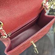 CHANEL FLAP BAG CAVIAR GOLD HARDWARE IN BURGUNDY 17CM - 4
