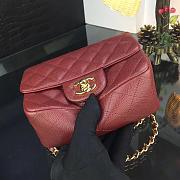 CHANEL FLAP BAG CAVIAR GOLD HARDWARE IN BURGUNDY 17CM - 3