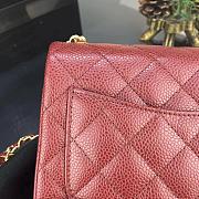 CHANEL FLAP BAG CAVIAR GOLD HARDWARE IN BURGUNDY 17CM - 2