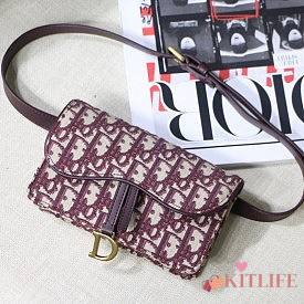 Dior Bordeaux Oblique Saddle Belt Bag - 1