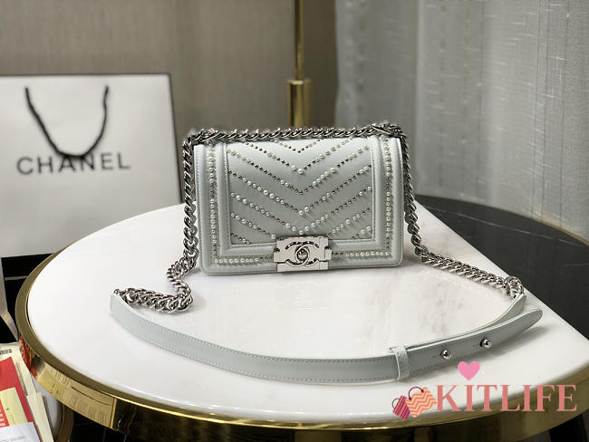 Forubags Chanel White Boy Bag #67085 20cm - 1