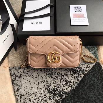 Gucci GG marmont mini #476433 dusty pink 16.5*10.2*5.1 cm