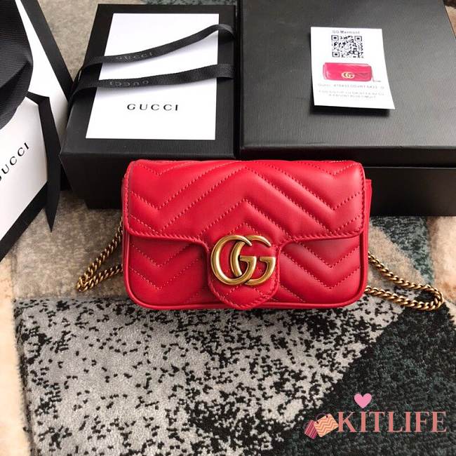 Gucci GG marmont mini #476433 red 16.5*10.2*5.1 cm - 1