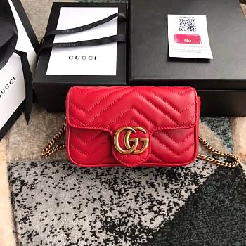 Gucci GG marmont mini #476433 red 16.5*10.2*5.1 cm