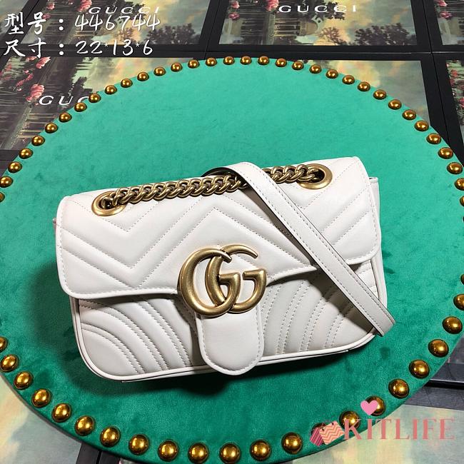 Forubags Gucci GG Marmont Matelassé Shoulder Bag 446744 White 22cm - 1