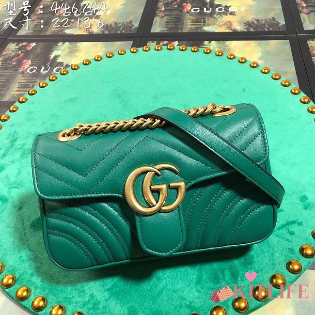 Forubags Gucci GG Marmont Matelassé Shoulder Bag 446744 Green 22cm - 1